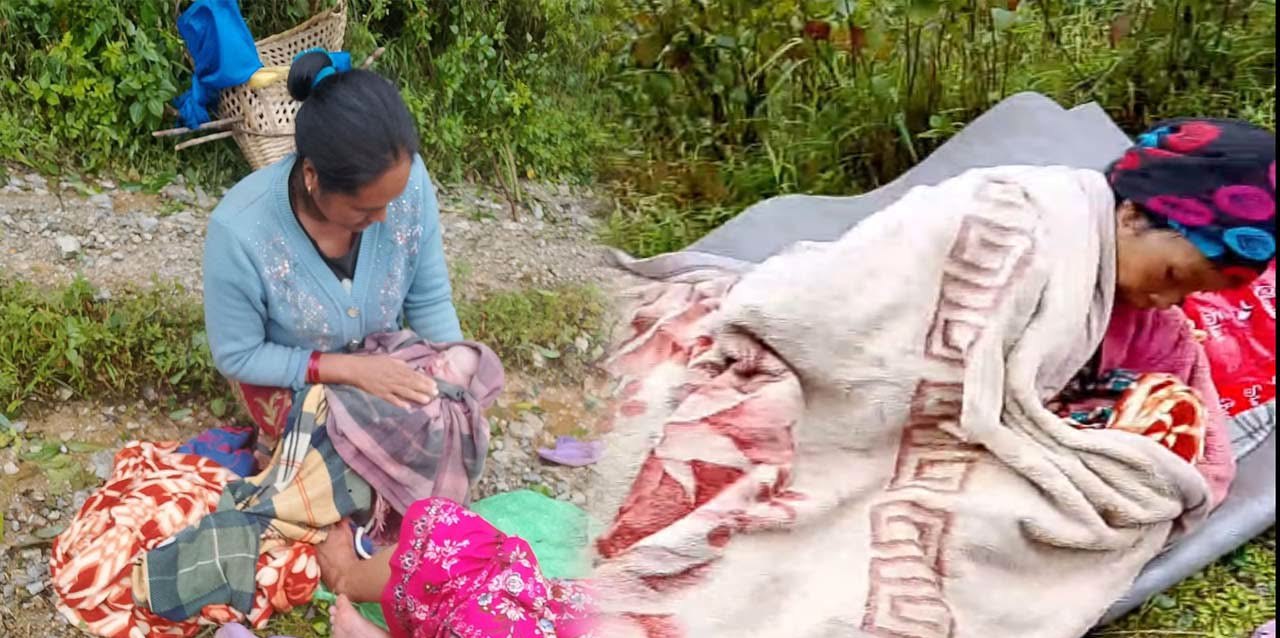बाढी, पहिरोले सडक बन्द, बाटोमै सुत्केरी